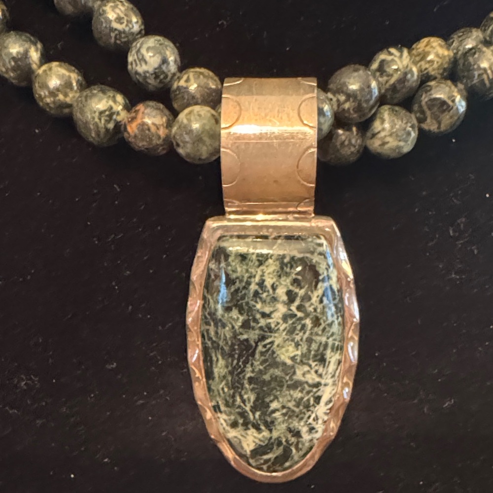 Exquisite Moss Agate Pendant with 925 Silver Necklace by Desert Rose Trading